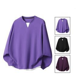 Mens Plus-Size Casual Long-Sleeve Mock Two-Piece Top