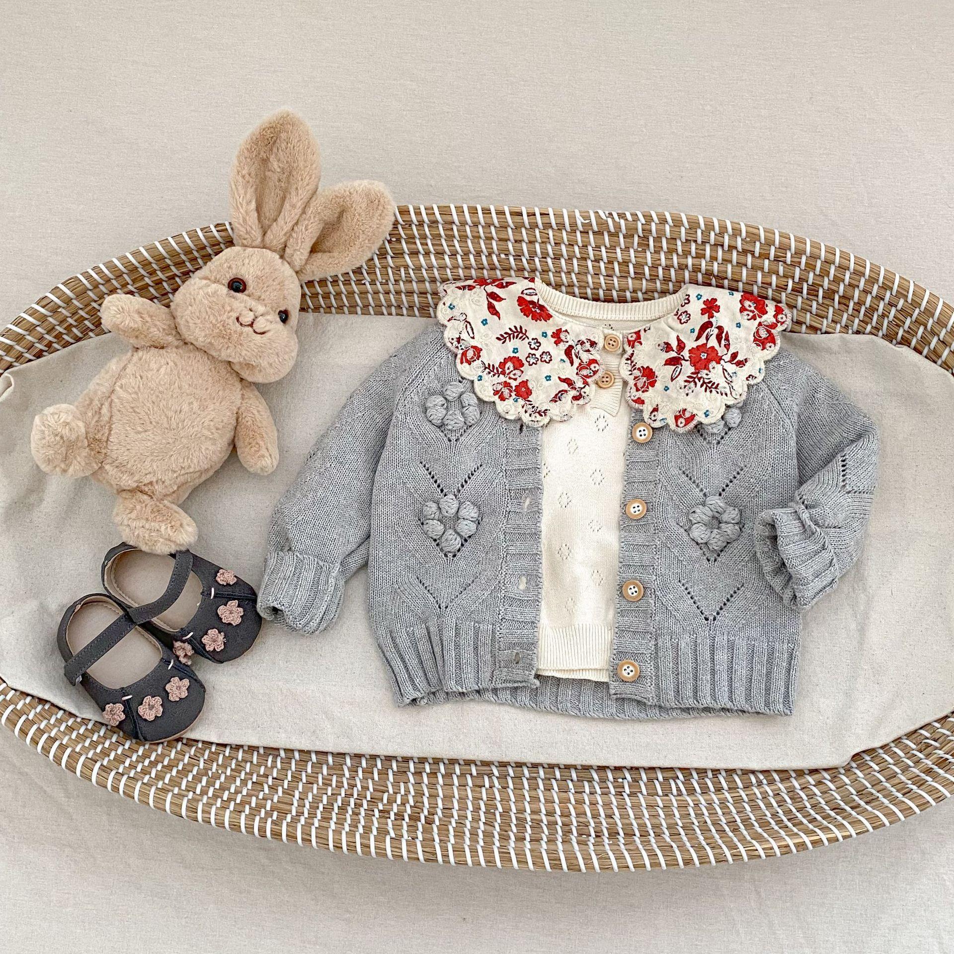 Baby Girl Hollow Out Hand Crocheting Ball Knitted Sweater Coat All-matching