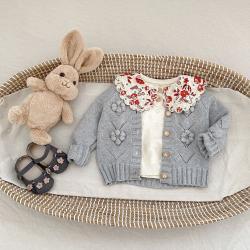 Baby Girl Hollow Out Hand Crocheting Ball Knitted Sweater Coat All-matching