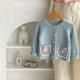Childrens Round Collar Sweater Cardigan Hand Crochet Hollow Flower Pocket Coat