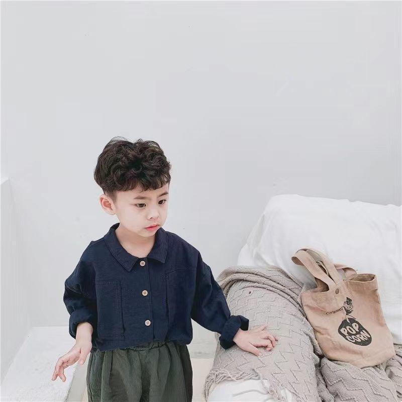 Childrens Shirt Japanese Style Retro Batwing Sleeve Lapel Cotton Linen