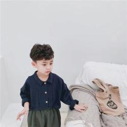 Childrens Shirt Japanese Style Retro Batwing Sleeve Lapel Cotton Linen