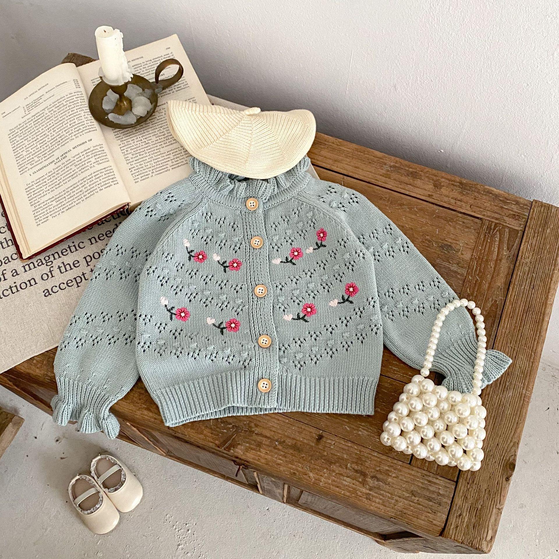 Loose Hollow Embroidered Knitted Coat All-match Cardigan