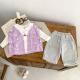 Cute Purple With Dot Childrens Knitted Vest