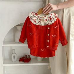 Baby Girl Red Love Embroidered Strap Ha Yi