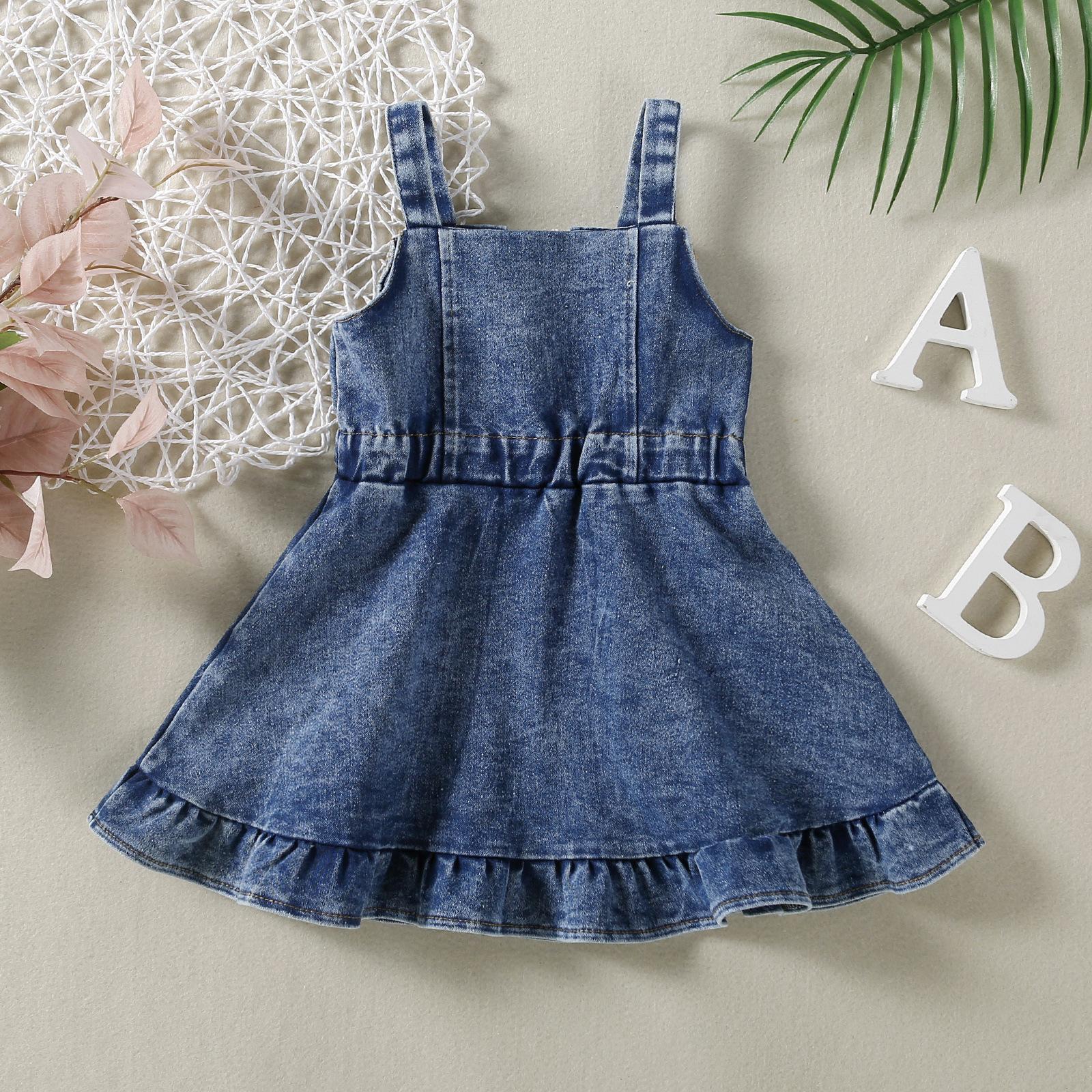 Cross-border Infant Baby Girl Childrens Clothing Strap Denim Dress