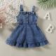 Cross-border Infant Baby Girl Childrens Clothing Strap Denim Dress