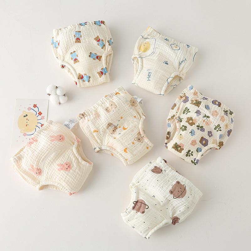 Korean Style Cotton Baby Training Learning Gauze Diaper Pants