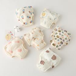 Korean Style Cotton Baby Training Learning Gauze Diaper Pants