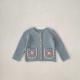 Childrens Round Collar Sweater Cardigan Hand Crochet Hollow Flower Pocket Coat
