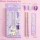 Stationery Set-Cat Card Hanging Model-Pink-2 pencils + ruler + eraser + pencil sharpener + pencil holder-1 set - Option1