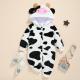 Childrens Baby Cow Fluff Long Leg Hooded Romper