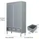 Portable Clothes Closet Rolling Door Wardrobe With Hanging Rack Non-Woven Fabric Storage Organizer With Three Drawer Boxes No-Tool Assembly - 35.4 X 17.7 X 67.0 In Gray