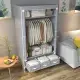 Portable Clothes Closet Rolling Door Wardrobe With Hanging Rack Non-Woven Fabric Storage Organizer With Three Drawer Boxes No-Tool Assembly - 35.4 X 17.7 X 67.0 In Gray