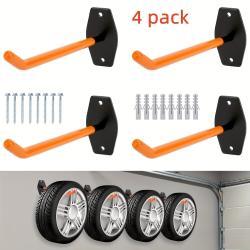 4x Car Tire Wall Mount Brackets, Tire Rim Hooks, Tree Shelf Holders