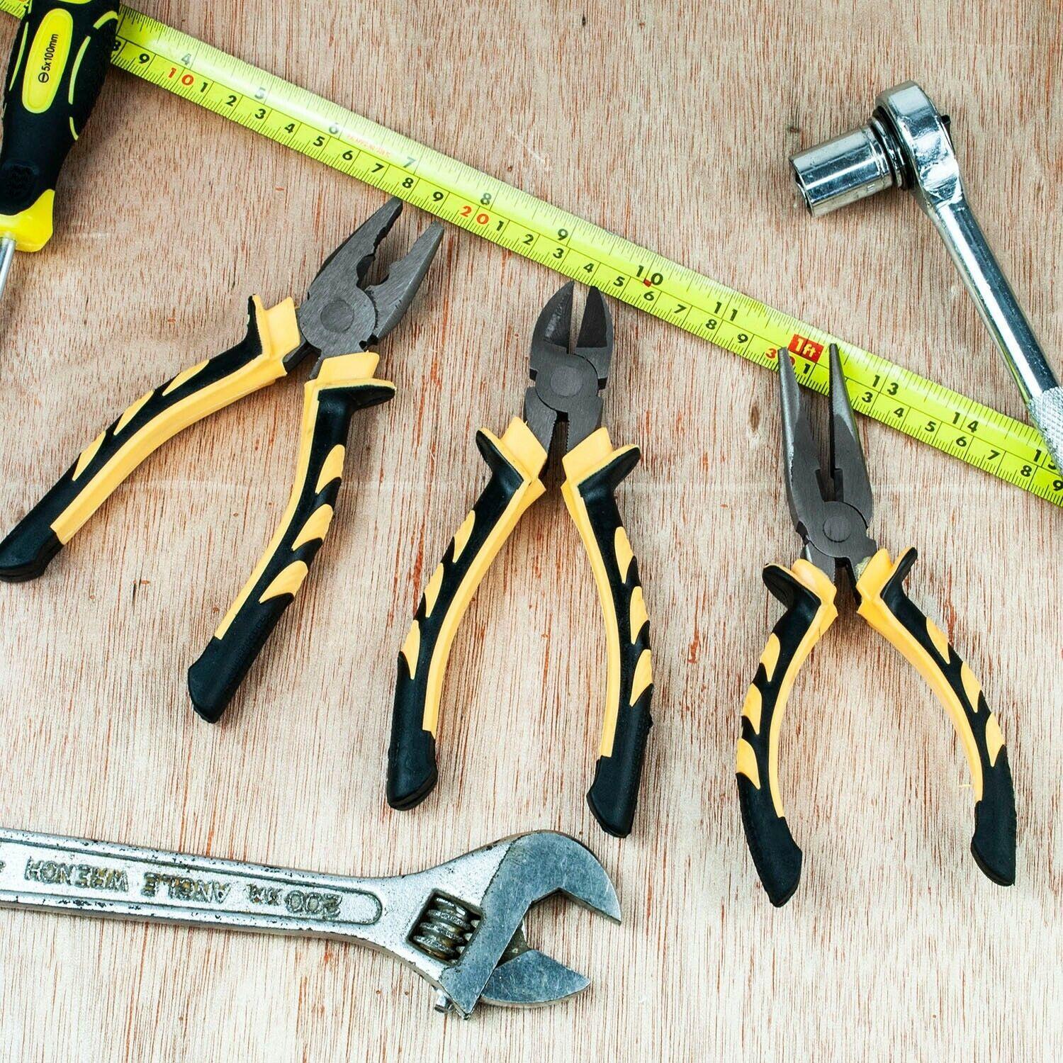 3-teiliges Kombinations-Hochleistungszangenset Mit Softgriff, Seitenschneider, Stahlzange