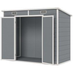 Plastic Outdoor Storage Shed With Floor, Window, Lockable Doors And Vents For Backyard Patio Lawn, Multiple Packages Shipped. Please Pay Attention To The Dimensions And Weight In The Details.