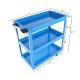 Upgrade 3-Tier Rolling Tool Cart With Lockable Wheels, Heavy Duty Steel Utility Cart, Kitchen Cart Organizer, Workshop Rolling Serving Cart For Garage, Warehouse, Blue