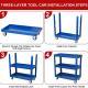 Upgrade 3-Tier Rolling Tool Cart With Lockable Wheels, Heavy Duty Steel Utility Cart, Kitchen Cart Organizer, Workshop Rolling Serving Cart For Garage, Warehouse, Blue