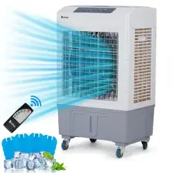 3 In 1 Portable Evaporative Cooler,Indoor,Outdoor,2647CFM Personal Air Cooler With Remote Control ,10.57 Gal Large Water Tank & Scroll Casters, 4 Ice Packs,White And Gray