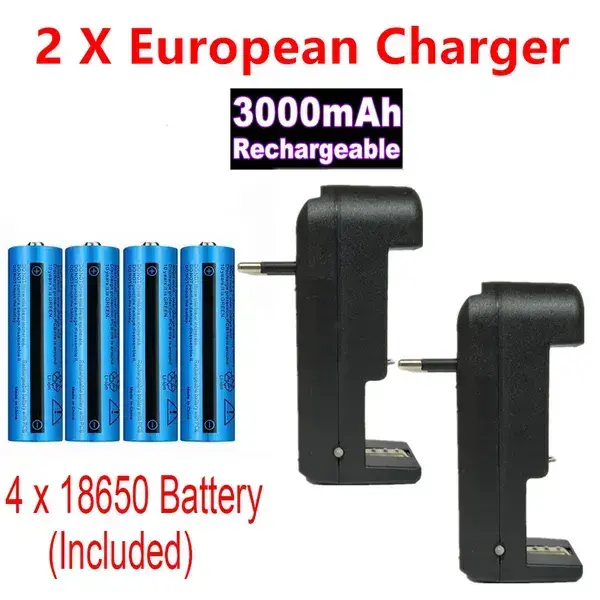 2 / 4 Stück 3000mAh 3.7V Akku Und Ladegerät Für Akkus Wie Taschenlampen Ersatz
