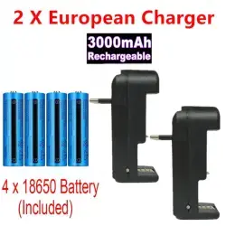 2 / 4 Stück 3000mAh 3.7V Akku Und Ladegerät Für Akkus Wie Taschenlampen Ersatz