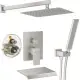 Male NPT Brushed Nickel Shower System, 12 Inch Shower Fixtures Rain Shower Head With Handheld Shower Spray, Wall Mount[Unable Ship Weekends, TK/TEMU Only For Pickup]