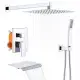 Rain Shower System Chrome Tub Shower Faucet Set 10 Inch Square Rainfall Shower Head With Handheld Sprayer And Waterfall Tub Spout[Unable Ship Weekends, TK/TEMU Only For Pickup]