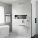 Rain Shower System Chrome Tub Shower Faucet Set 10 Inch Square Rainfall Shower Head With Handheld Sprayer And Waterfall Tub Spout[Unable Ship Weekends, TK/TEMU Only For Pickup]