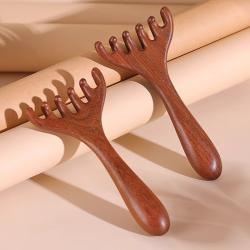 Gold Sandalwood Head Massage Comb Meridian Brush