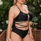 European And American New Large Size Bikini Swimsuit Solid Color