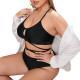 European And American New Large Size Bikini Swimsuit Solid Color