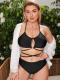 European And American New Large Size Bikini Swimsuit Solid Color