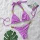 Metal Accessories Rhinestone Pure Color Bikini Women