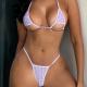European And American Split Solid Color Three-dimensional Petals Lace-up Swimsuit