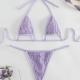 European And American Split Solid Color Three-dimensional Petals Lace-up Swimsuit