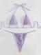 European And American Split Solid Color Three-dimensional Petals Lace-up Swimsuit