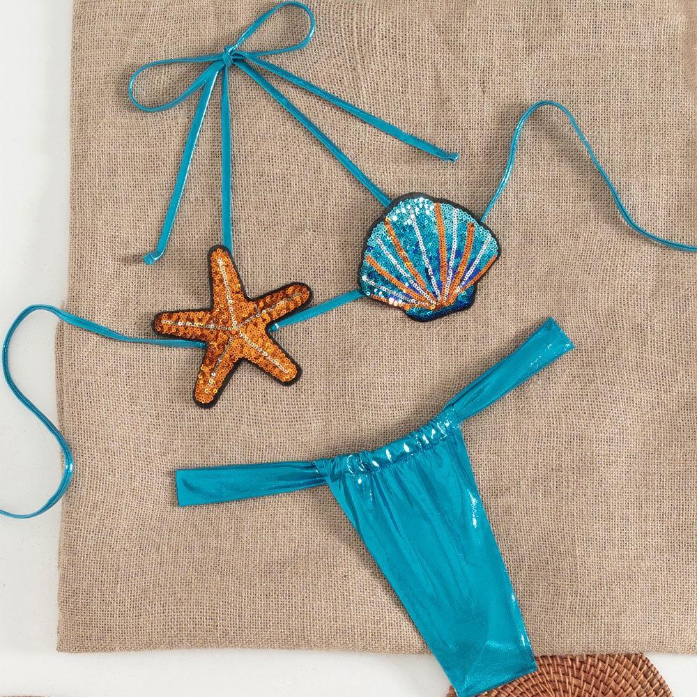 Pure Desire Split Swimsuit Shell Bikini High Sense Suit