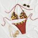 Womens Casual Lace-up Backless Pure Color Bikini Split Swimsuit