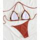 Womens Casual Lace-up Backless Pure Color Bikini Split Swimsuit
