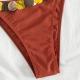 Womens Casual Lace-up Backless Pure Color Bikini Split Swimsuit