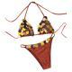 Womens Casual Lace-up Backless Pure Color Bikini Split Swimsuit