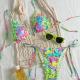 Colorful Tree Fungus-like Lacework Halter Lace-up Style Bikini