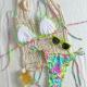 Colorful Tree Fungus-like Lacework Halter Lace-up Style Bikini