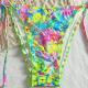 Colorful Tree Fungus-like Lacework Halter Lace-up Style Bikini