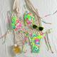 Colorful Tree Fungus-like Lacework Halter Lace-up Style Bikini
