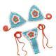 Handmade Knitted Crocheted Color Halter Lace-up Banded Bikini Two-piece Swimsuit