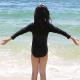 Girls Swimsuit Swan Zipper Long Sleeves
