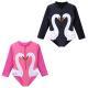 Girls Swimsuit Swan Zipper Long Sleeves
