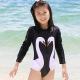 Girls Swimsuit Swan Zipper Long Sleeves